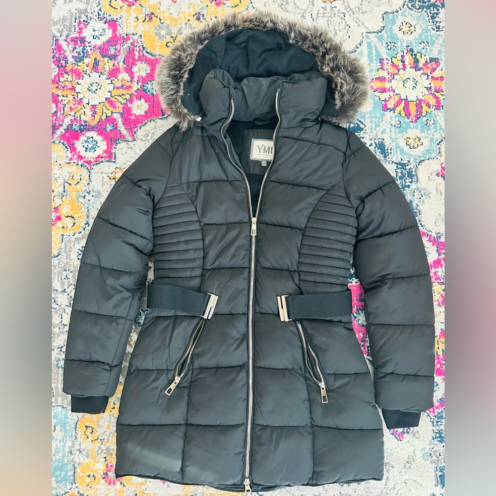 Winners Winter Snow Long Medium Jacket With Belt and Detachable Hoodie